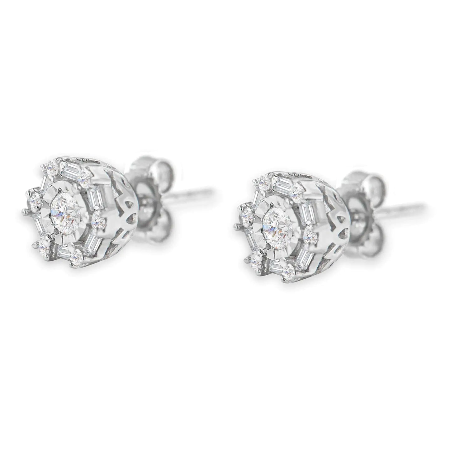 10K White Gold Diamond Stud Earring (1/2 cttw, I-J Color, I3 Clarity)