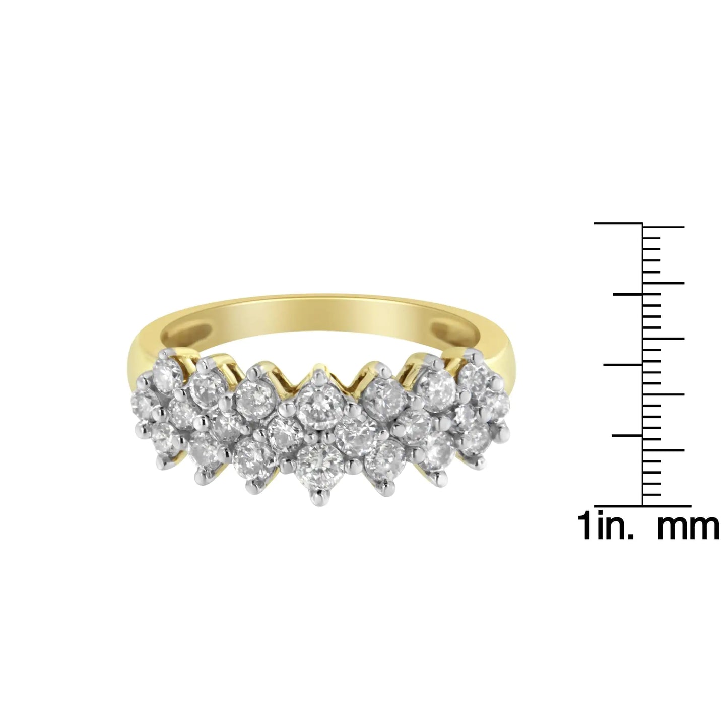 10K gult gull rund diamantring (1 cttw, JK Color, I1-I2 Clarity)