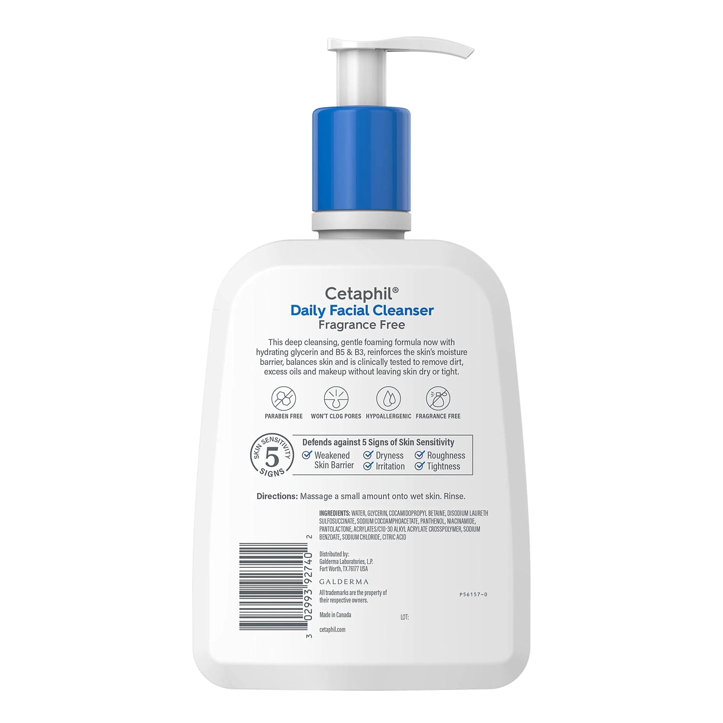 Ansiktsvask fra CETAPHIL, daglig ansiktsrens for sensitiv, kombinert til fet hud, NY 16 oz, parfymefri, skånsom skummende, såpefri, hypoallergen uparfymert 16 Fl Oz (pakke med 1)