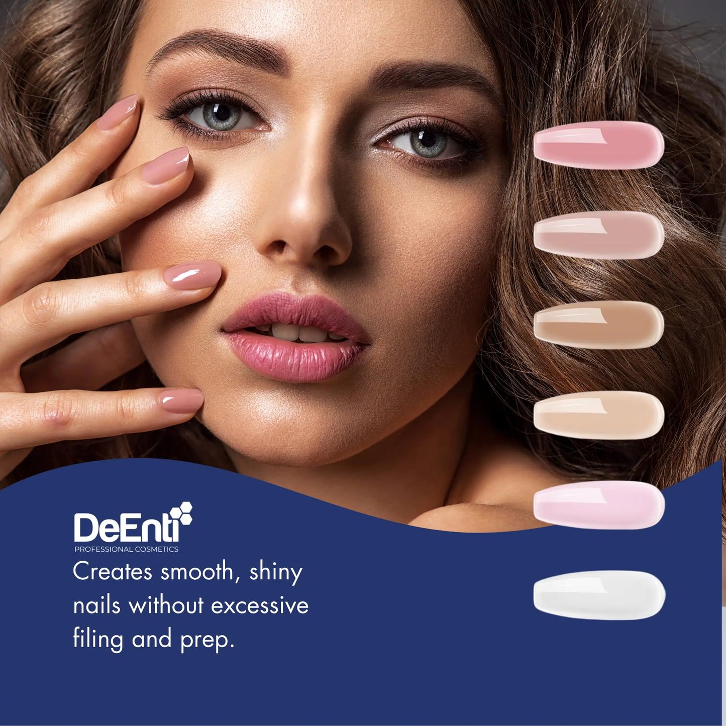 DeEnti Acrylic Nail Powder, 2oz Natural Pink Acrylic Powder Dip for Nails, Mixed Powder Clear and Pink Blend, Long Lasting Salon Quality, Bubble Free Professional Nail Powder for Manicure Nail Art 2 Ounce