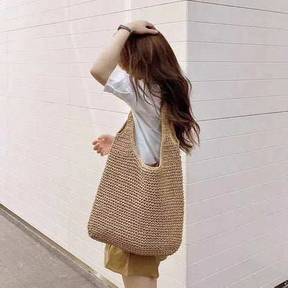 Women's Simple Holiday Straw Shoulder Bag