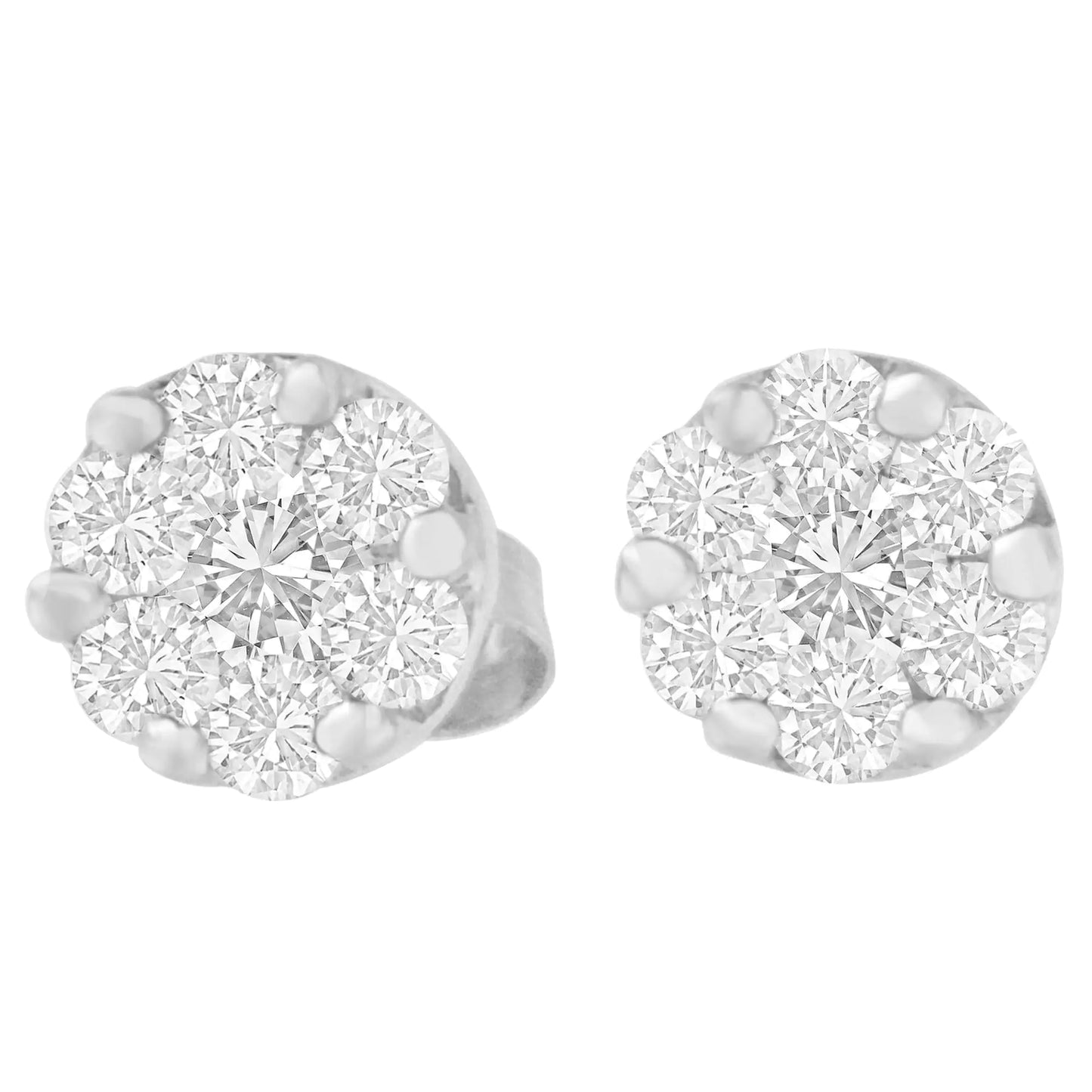 Aretes de oro blanco de 14 quilates con diamantes redondos de 3/4 ct (GH, SI2-I1)