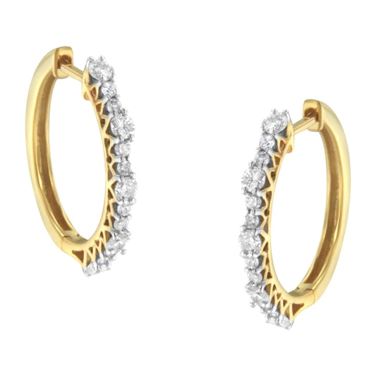 Aros de diamantes en plata de ley bañados en oro amarillo (1 ct, color JK, claridad I2-I3)