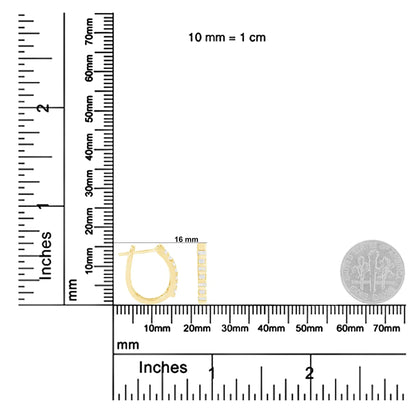 Aros de oro amarillo de 10 quilates con diamantes de talla baguette y redonda, con bisagras y forma oblonga (¼ ct, color IJ, claridad I2-I3)