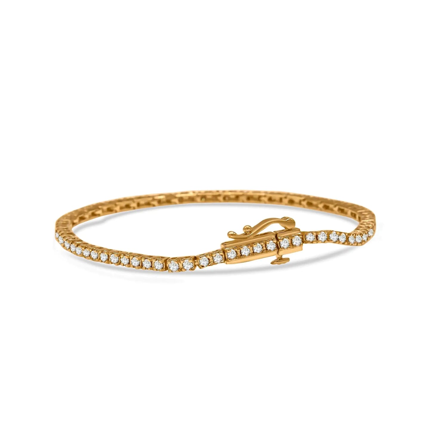 Pulsera de tenis de 18 cm con diamantes color champán de 2,0 quilates y plata de ley 925 bañada en oro amarillo de 10 quilates (color champán, claridad I3)