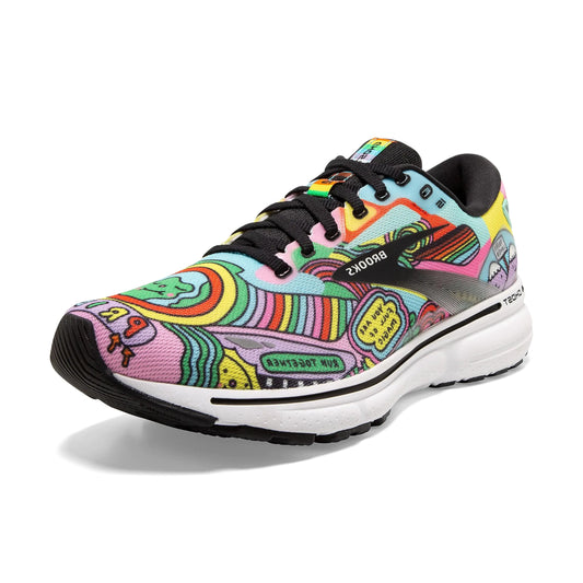 Zapatillas de running neutras Brooks Ghost 15 para mujer, talla 10.5, negro, blanco y multicolor