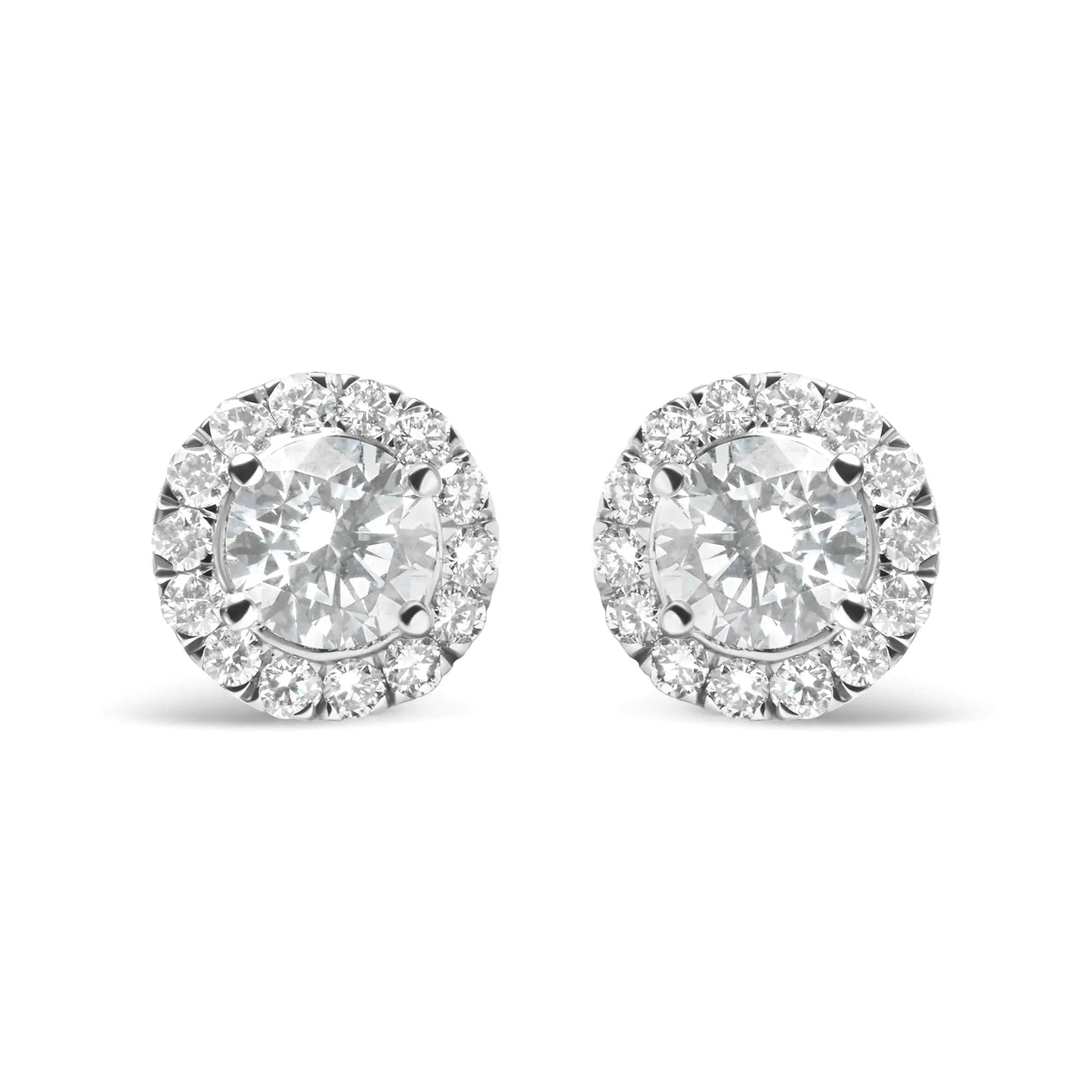 14K White Gold Lab Grown Diamond Solitaire Stud Earrings with Halo (2.00 Cttw, F-G Color, VS2-SI1 Clarity