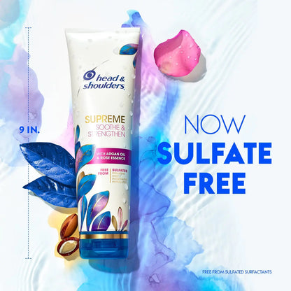 Head &amp; Shoulders Supreme Sulfate Free Shampoo og Conditioner Set for tørr hodebunn og flassbehandling, beroliger og styrker med Argan Oil og Rose Essence, 21,2 Fl Oz