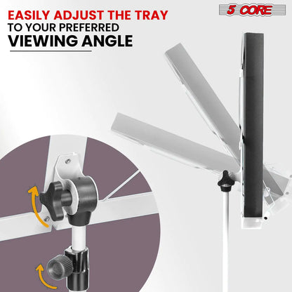Soporte de Música 5Core para Partituras Portátil Tripé Ajustável Dobrável com Luz Branca