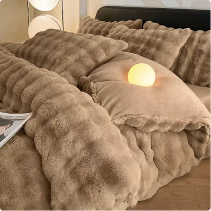 Plush Thermal Coral Fleece 4-Piece Bedding Set