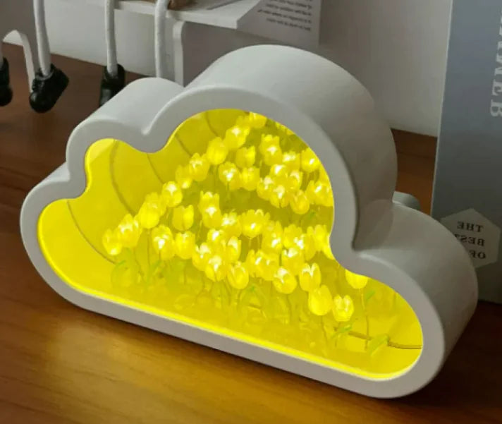 Handmade DIY Cloud Tulip Mirror Small Night Light