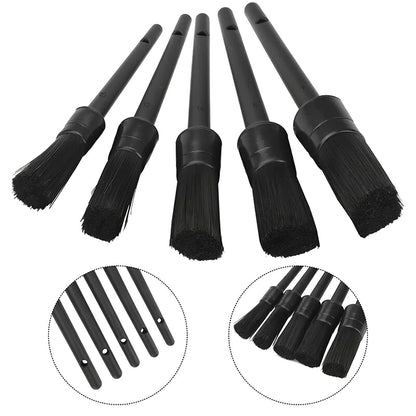 Kit de 5 cepillos de pelo de jabalí para limpieza de ruedas de coche