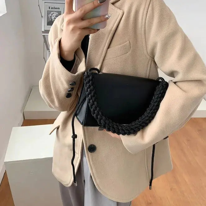 Woven Large Capacity Simple One-Shoulder Diagonal Bag