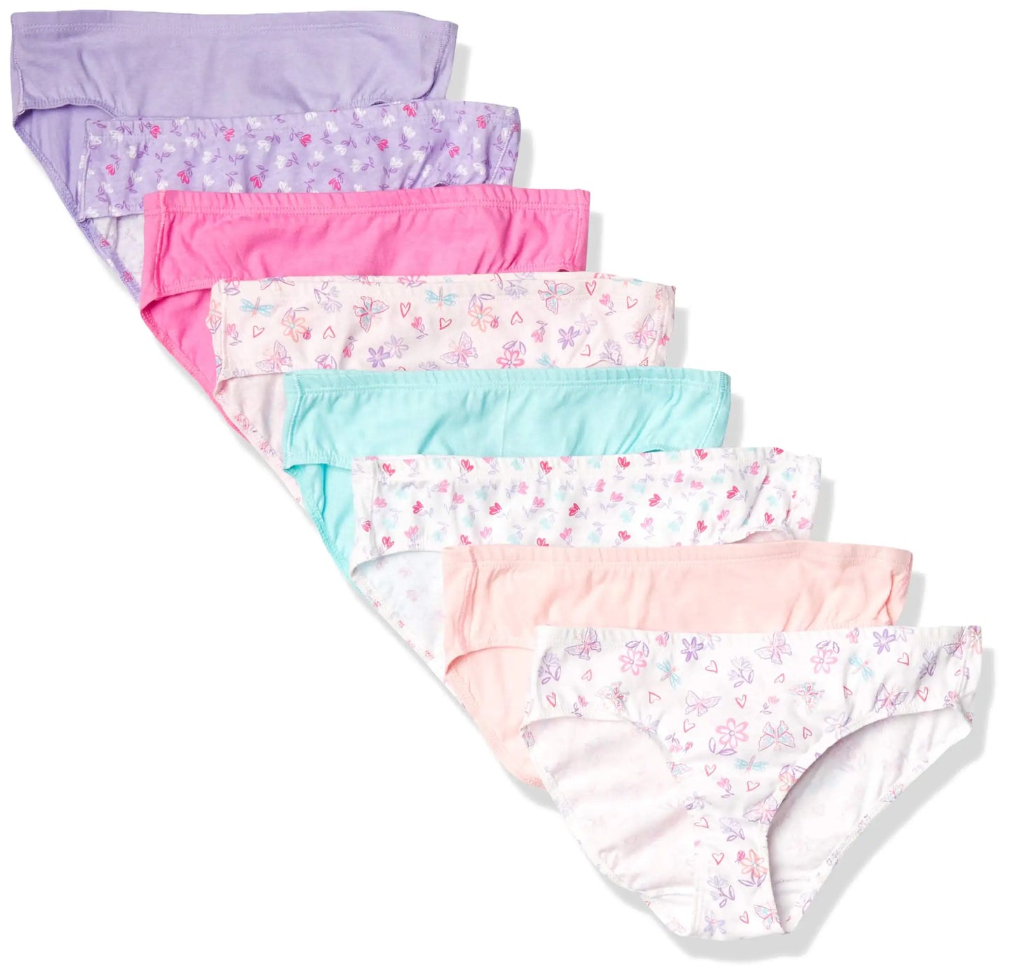 Hanes Ultimate Girls' Underwear, Pure Comfort Organic 100% Cotton Panties, Briefs & Hipsters, 8-Pack 14 Hipster - Pastel Print Assorted