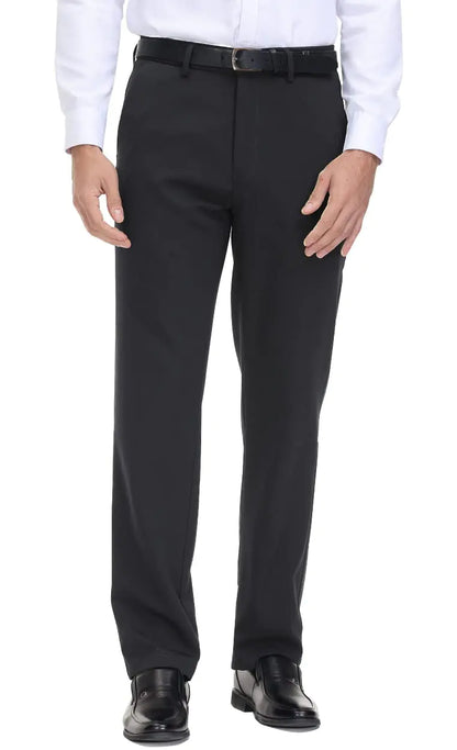 Pantalón de vestir Soojun para hombre, corte clásico, cintura flexible, parte delantera plana, negro, 36 ancho x 34 largo