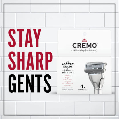 Cremo Astonishingly Superior Razor Refills, (4 Pack) & Cooling Formula Post Shave Balm, Soothes, Cools And Protects Skin From Shaving Irritation, Dryness and Razor Burn, 4 Oz Refills + Shave Balm