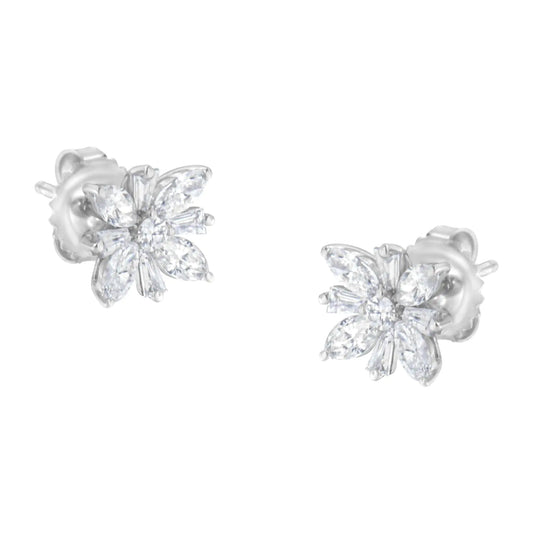 Aretes de oro blanco de 14 quilates con diamantes de 1 1/4 ct (HI, SI1-SI2)