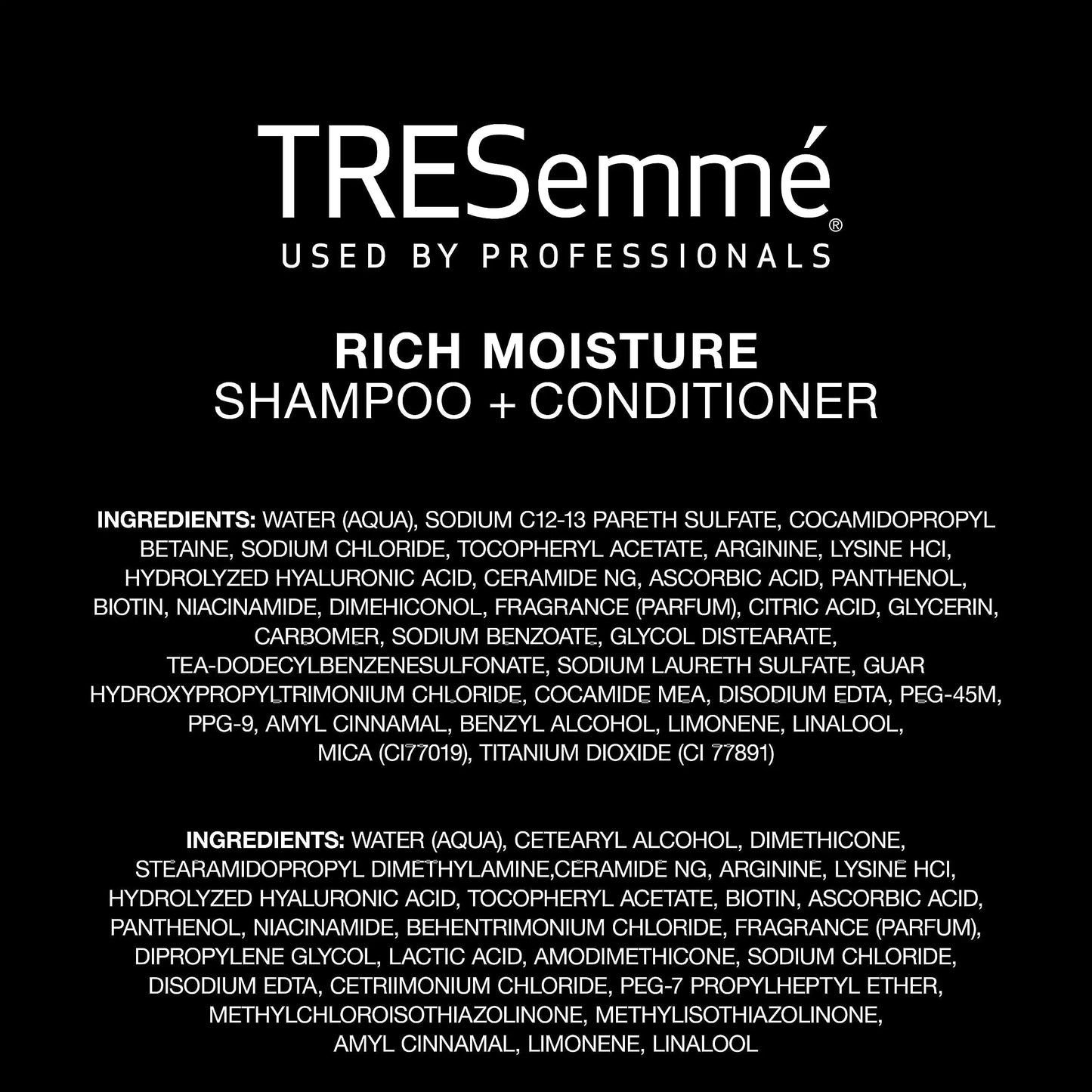 TRESemmé Rich Moisture šampoon ja palsam Rich Moisture 2 tk kuivadele juustele koos E-vitamiini ja biotiiniga 28 untsi