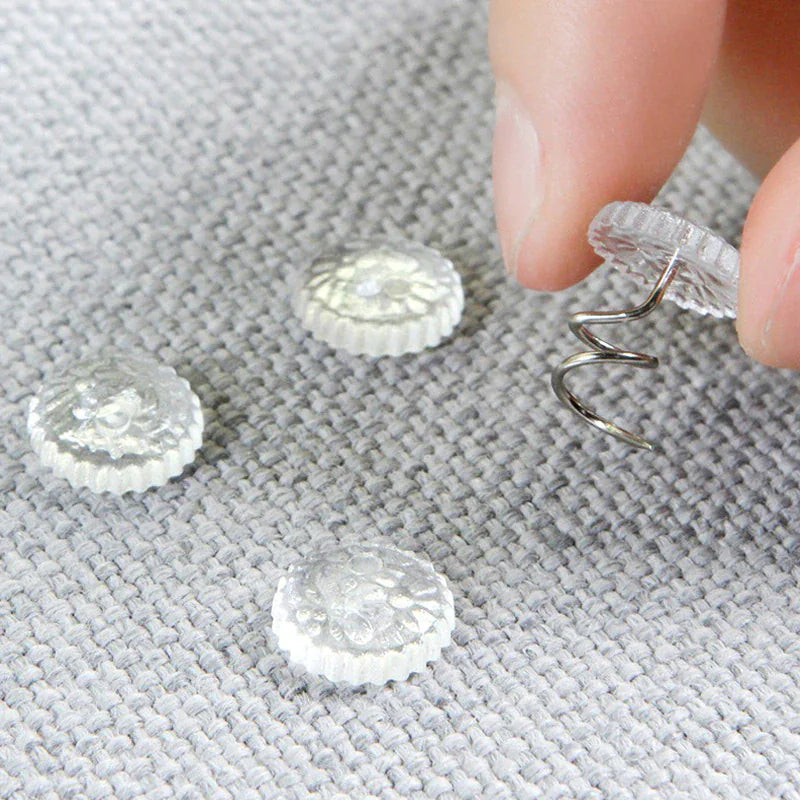 50 Pcs Upholstery Tacks Headliner Pins Clear Heads Twist Bed Fabric Sofa Chair