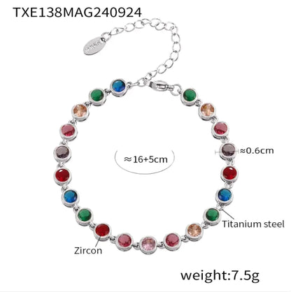 Titanium stål Zircon Color Mix Armbånd &amp; Halskjede Sett