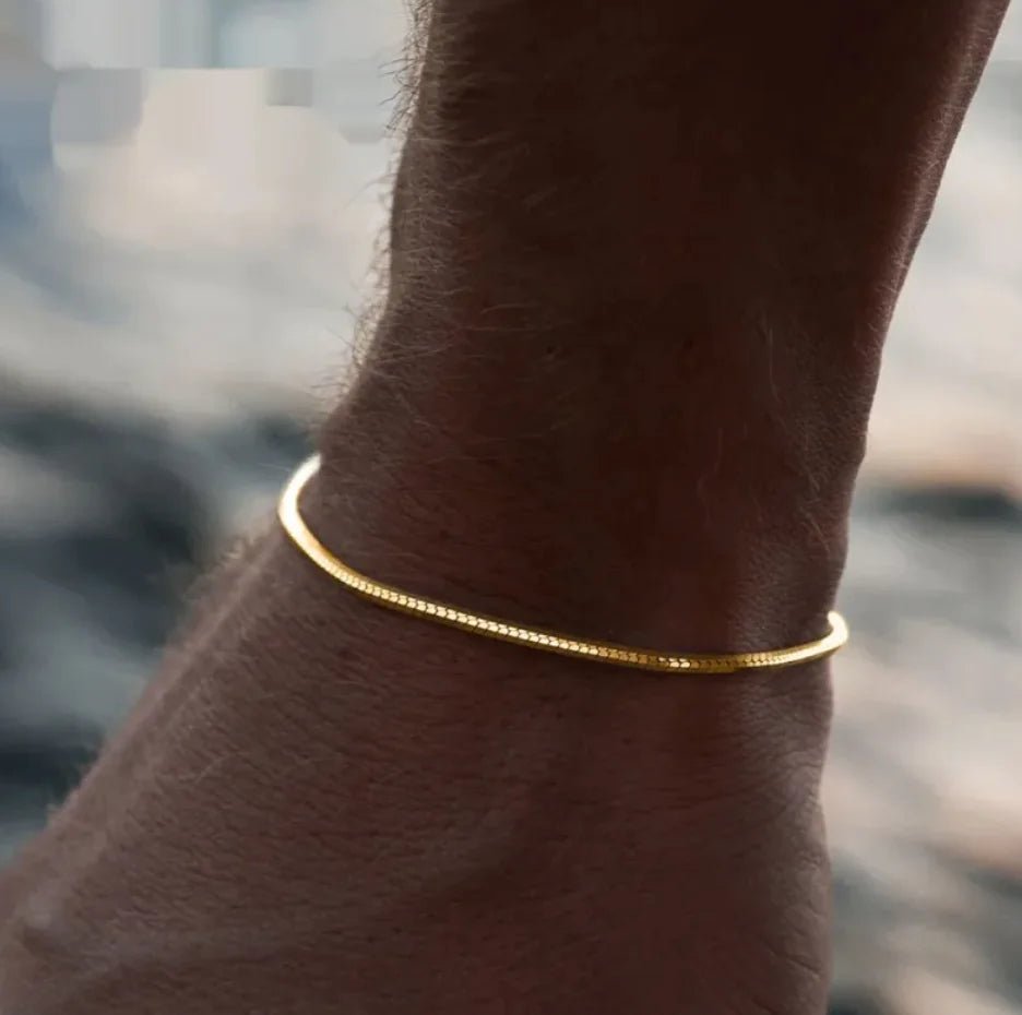 Octagonal Snake Bone Stainless Steel Bracelet - Catch Cards