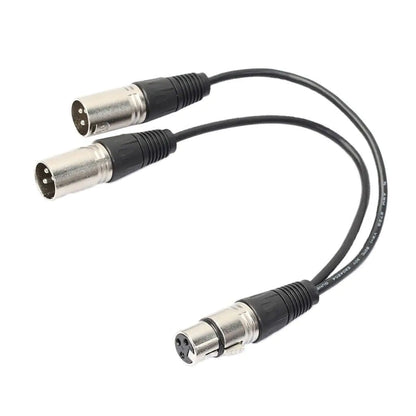 3Pin XLR Female Jack To Dual 2 Male Plug Y Splitter Cable Adapter Microphone USA