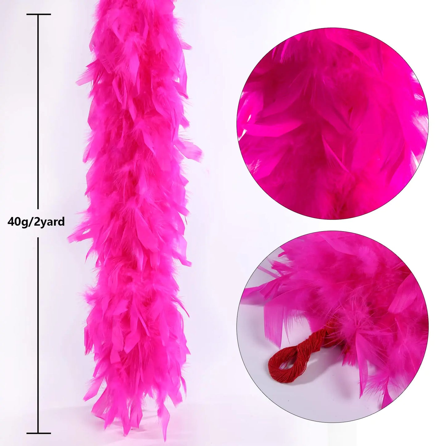 THARAHT 19 Color- 40/60/100g 2Yard Chandelle Feather Boa Dancing Wedding Party Halloween Costume Decoration Feathers boa 40g Hot Pink