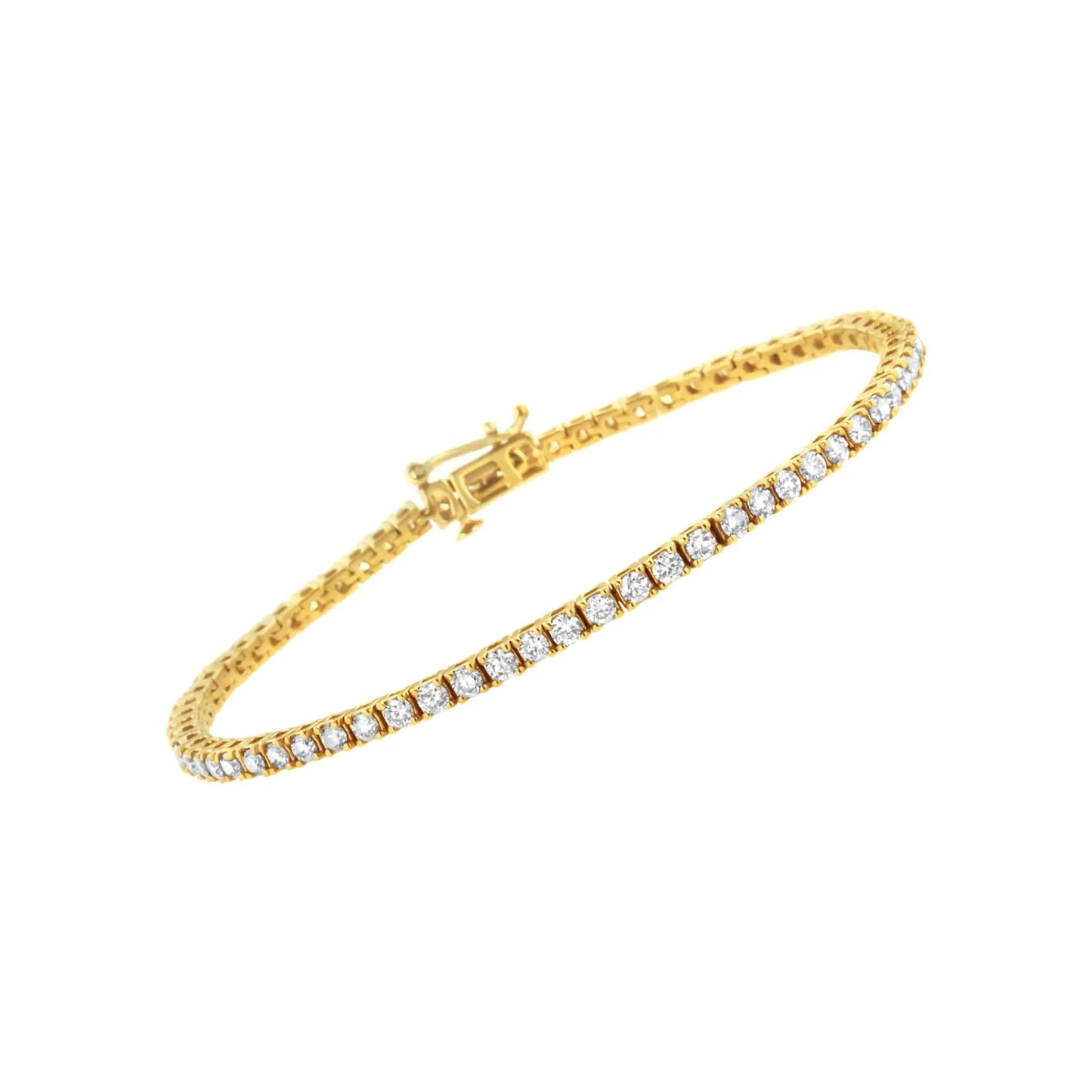 14K Yellow Gold 3.0 Cttw 4 Prong Set Round Brilliant Cut Diamond Classic Tennis Bracelet ( J-K Color, VVS2-VS1 Clarity) - 7.25 " Inches