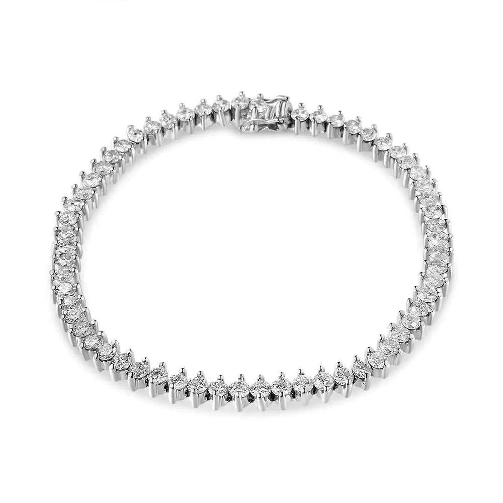 14K White Gold 5 1/2 Cttw Round Diamond 2-Prong Tennis Bracelet (H-I Color, SI2-I1 Clarity) - 7"