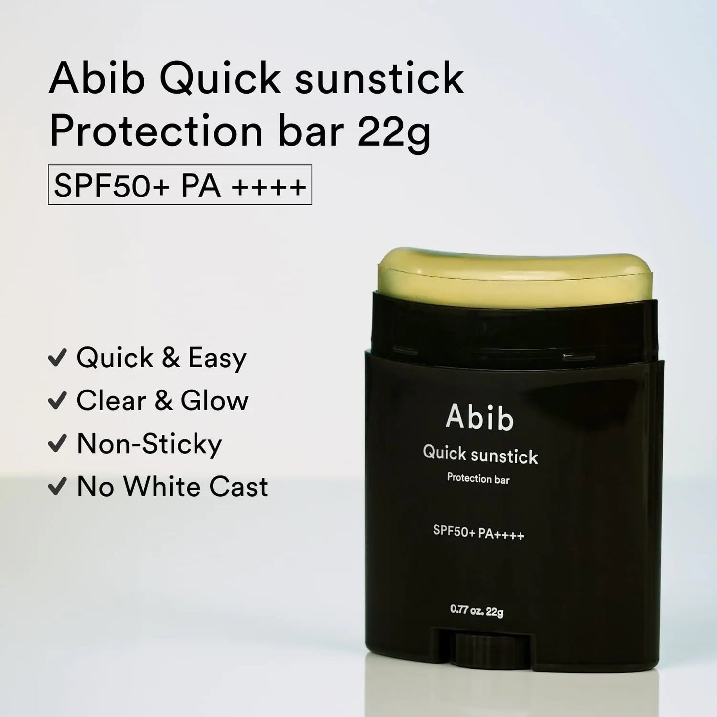 Barra protectora solar Abib Quick Sunstick SPF50+ 22 g (0,77 fl oz) Protección solar, sin manchas blancas, no pegajosa para todo tipo de piel, rostro y cuerpo, reduce el estrés