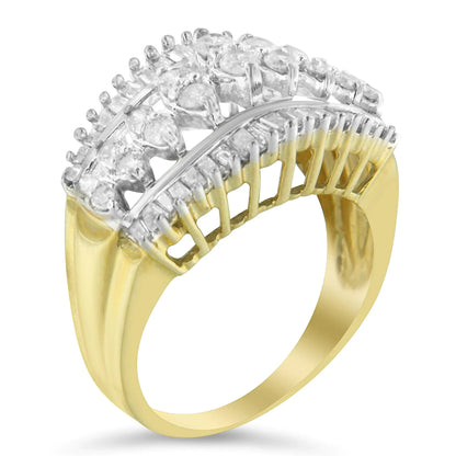 10KT Two-Tone Gold Diamond Cluster Band (1 cttw, I-J Color, I1-I2 Clarity)