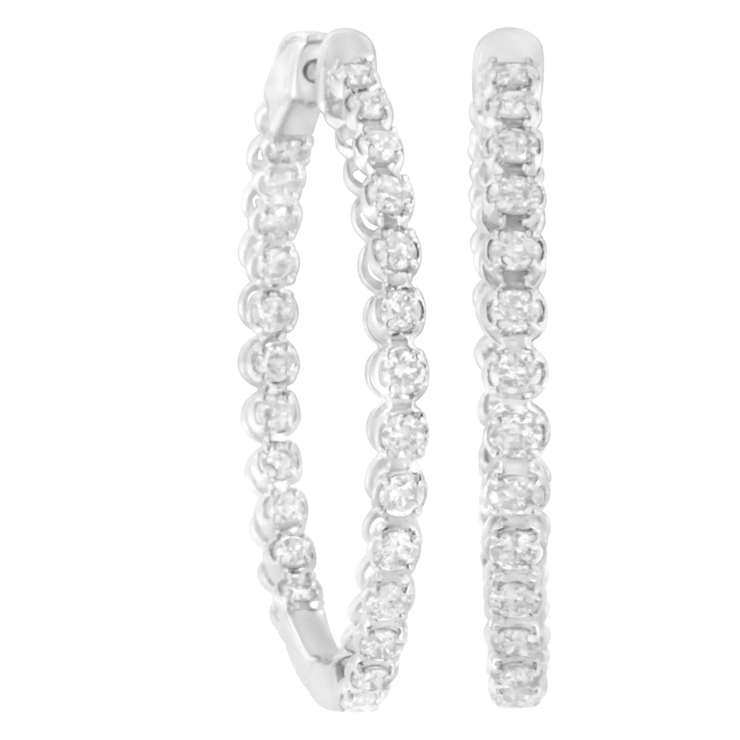 Aros de oro blanco de 14 quilates con diamantes de 2 ct (claridad IJ, color I1-I2)