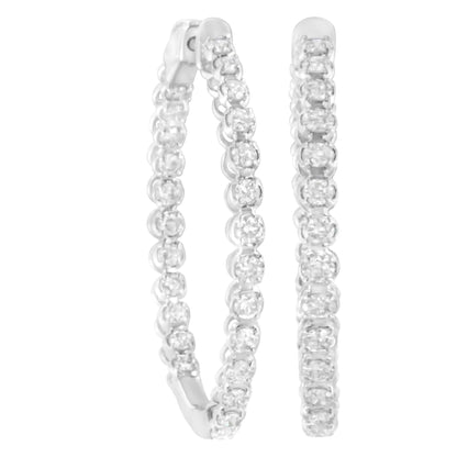 Aros de oro blanco de 14 quilates con diamantes de 2 ct (claridad IJ, color I1-I2)