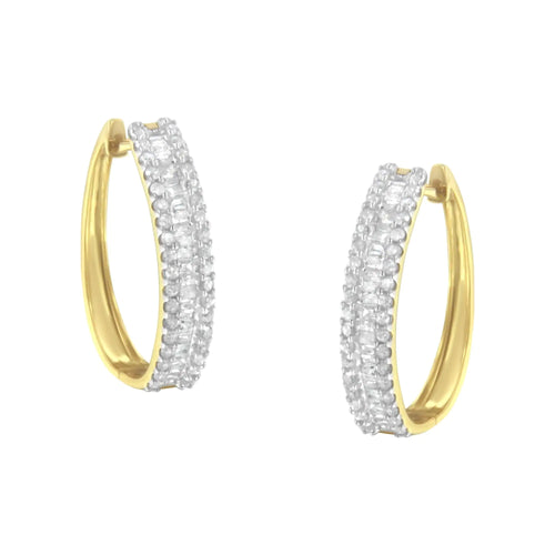 10K Yellow Gold Diamond Hoop Earring (3/4 cttw, I-J Color, I2-I3 Clarity)