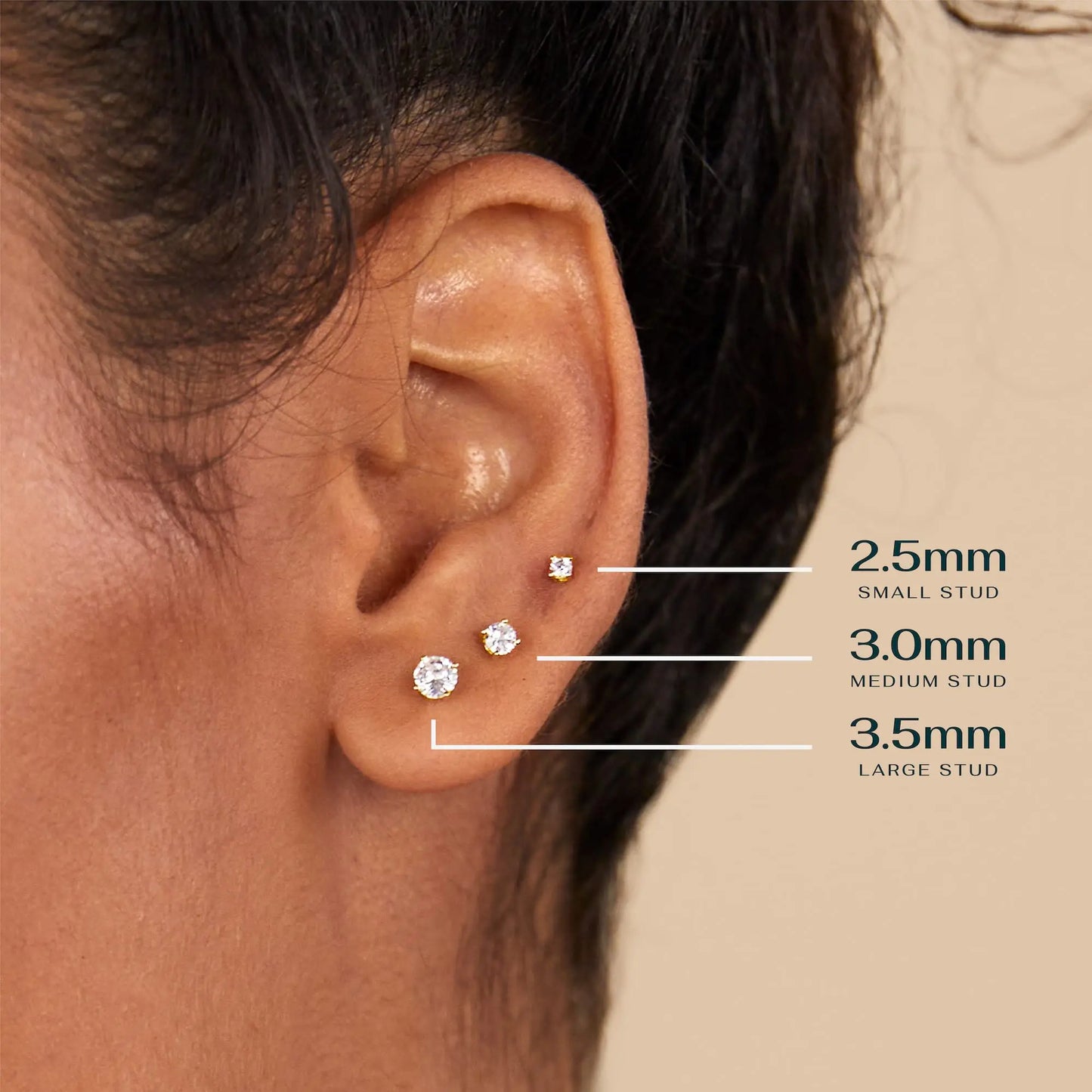 PAVOI 14K gullbelagt solid 925 Sterling Sølv Post Cubic Zirconia Stud Flat Back øredobber for kvinner | Brusk øredobber | Helix Piercing smykker | Små øredobber for kvinner 2 millimeter hvitt gull