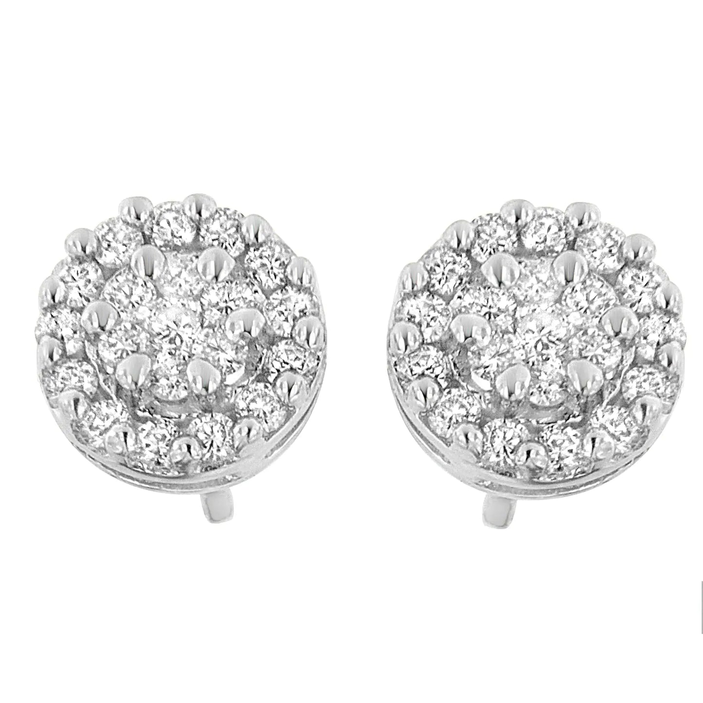 14K White Gold 3/4 cttw Round Cut Diamond Stud Earring (H-I, SI2-I1)