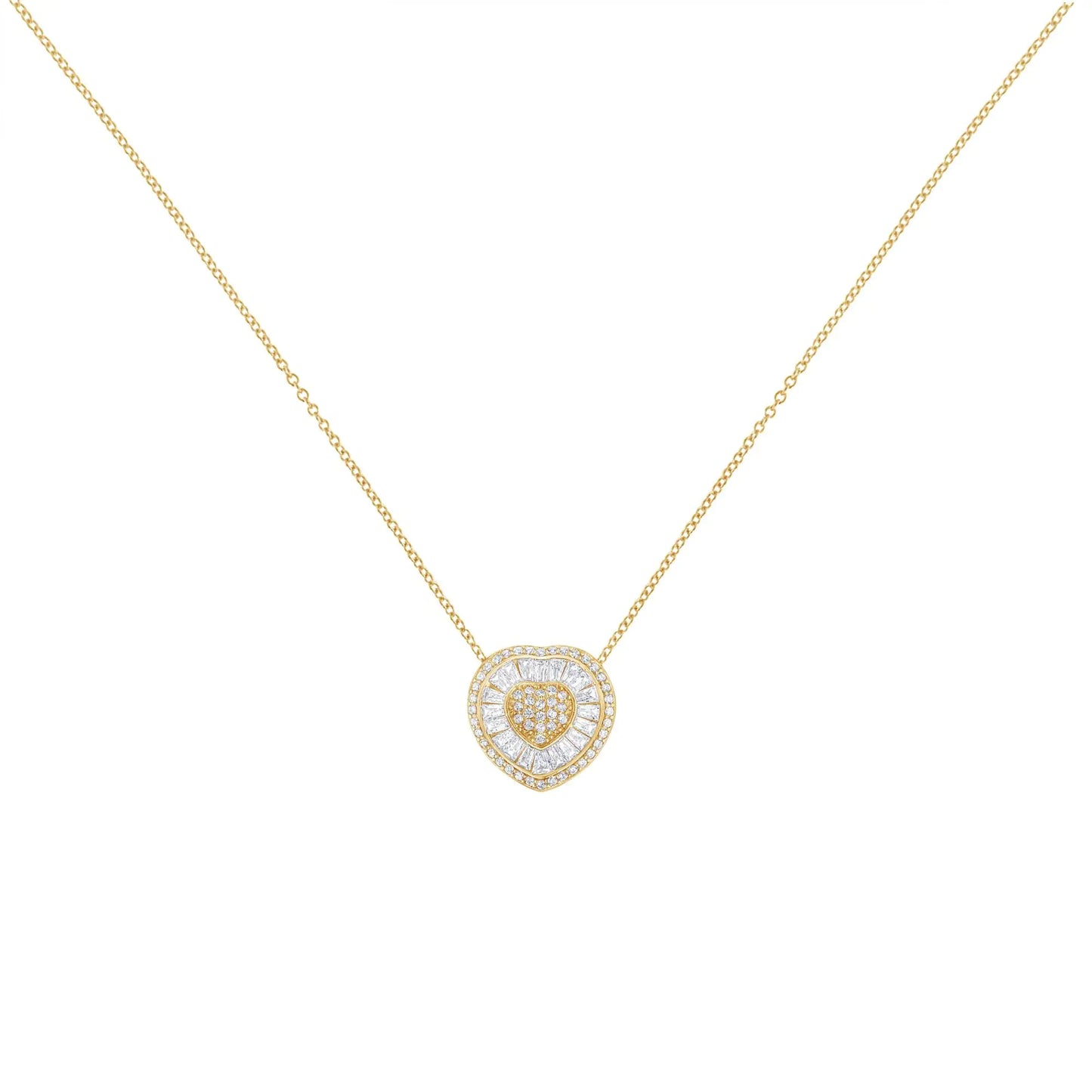 10KT Yellow Gold Diamond Heart Pendant Necklace (1/2 cttw, H-I Color, I1-I2 Clarity)