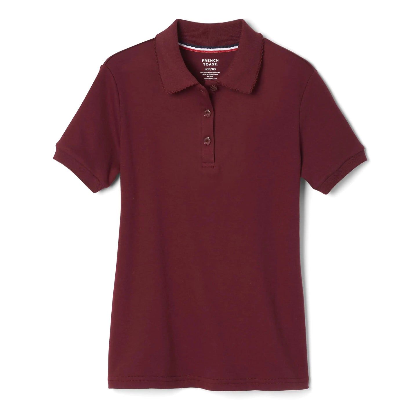 French Toast jenter kortermet picot krage polo skoleuniform skjorte (standard og pluss) 10-12 pluss Burgundy