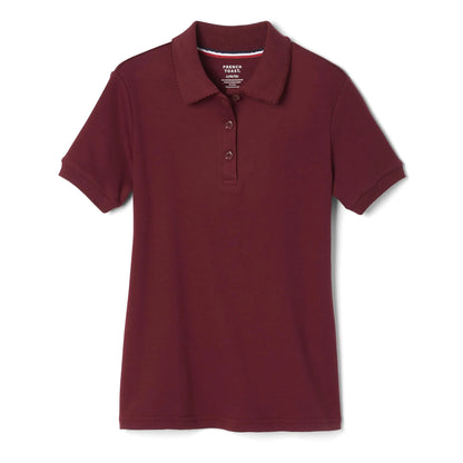 French Toast Girls' Short Sleeve Picot Collar Polo School Uniform Shirt (Standard and Plus) 10-12 Plus Burgundy