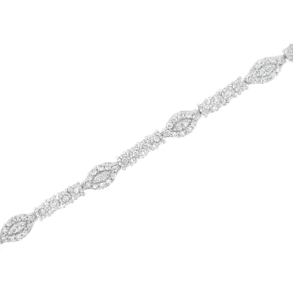 .925 Sterling Silver 1-1/2 cttw Diamond Marquise Halo and Line Link Tennis Bracelet (I-J Color, I2-I3 Clarity) - 7-1/4"