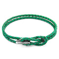 Padstow Silver and Braided Leather Bracelet - Fern Green