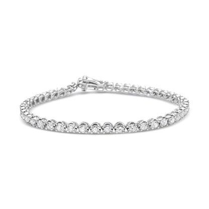 Pulsera clásica de tenis para mujer en oro blanco de 14 quilates con diamantes de 5,0 quilates (color HI, claridad SI1-SI2) - 18 cm