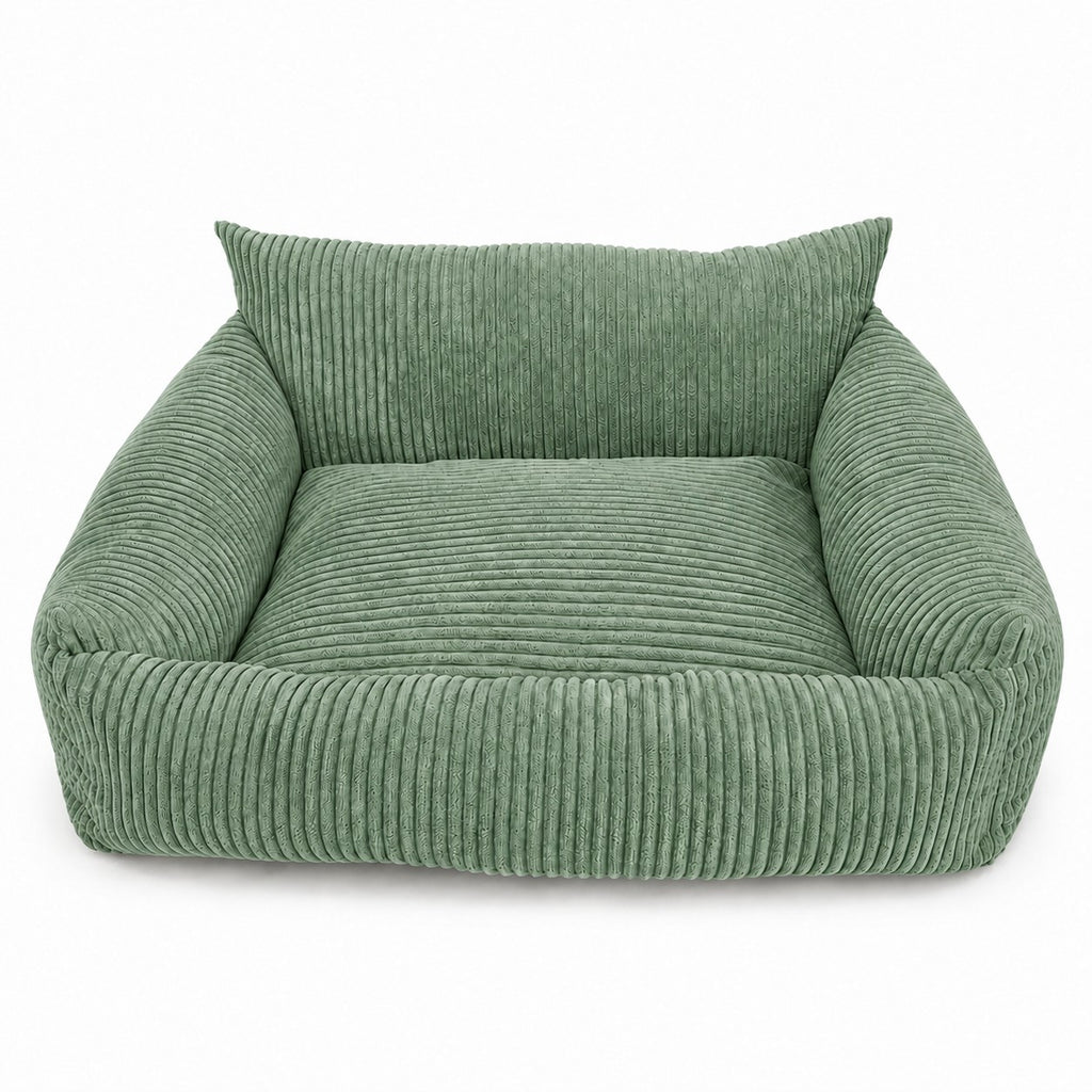 Lodie Corduroy Dog Sofa with Removable Cover – Olive Green, M