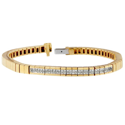 14K gult gull Princess-Cut Diamond Banded Armbånd (1,10 cttw, GH Color, SI1-SI2 Clarity)