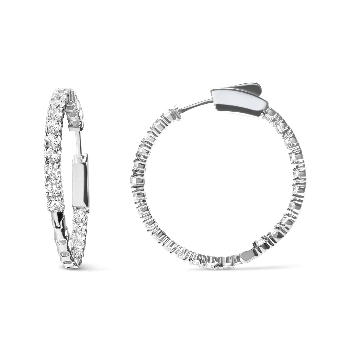 14K hvitt gull 3,00 Cttw Lab Grown Diamond Inside Out Hoop øredobber (FG Color, VS1-VS2 Clarity)