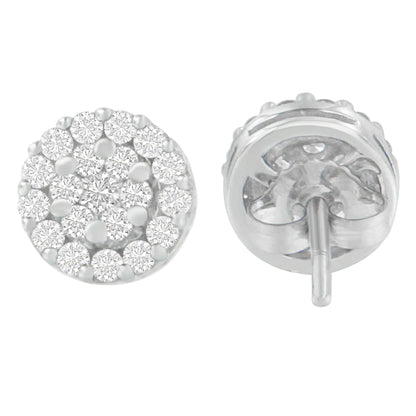 14K White Gold 3/4 cttw Round Cut Diamond Stud Earring (H-I, SI2-I1)