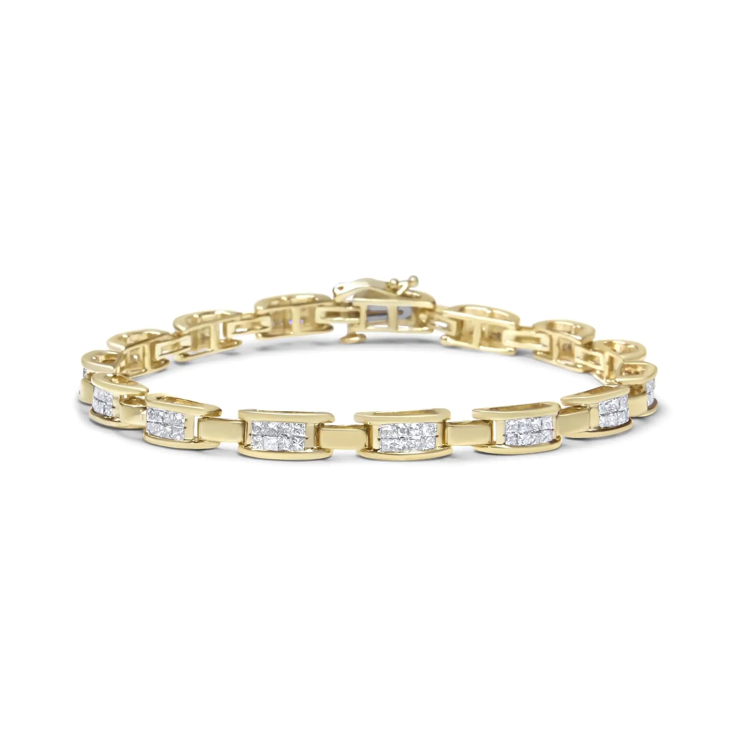 14K Yellow Gold Princess-Cut Diamond Links of Love Bracelet (2.00 cttw, H-I Color, SI2-I1 Clarity)