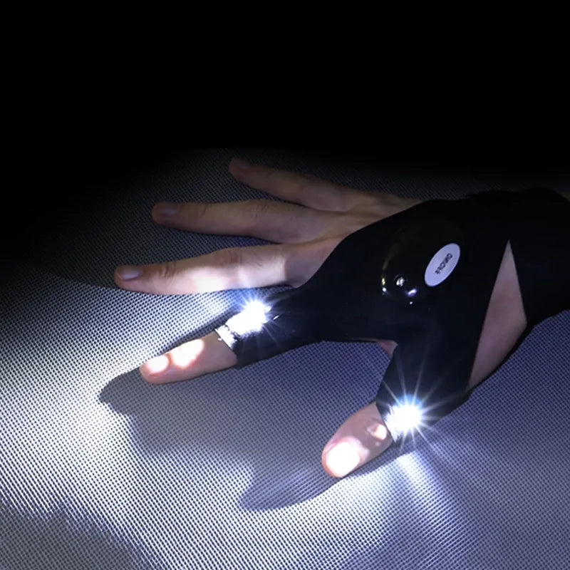 Outdoor LED Fingerless Glove providing you with hands-free illumination for tasks such as camping, hiking, fishing, and more. With its fingerless design, you can easily perform intricate tasks while keeping your hands warm and protected.