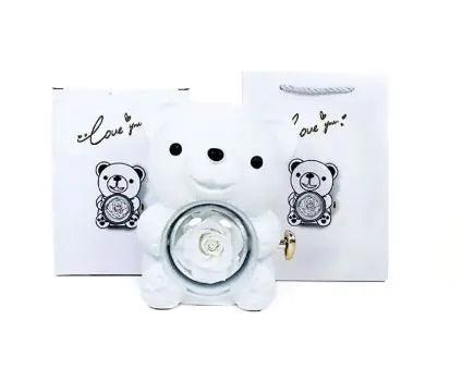 Rotating Bear Gift Box Rose Jewelry Box