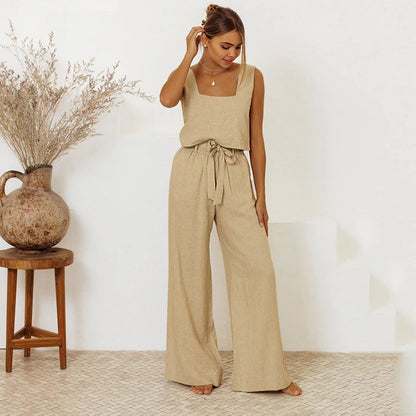 Cotton Linen Vest and Trousers Set